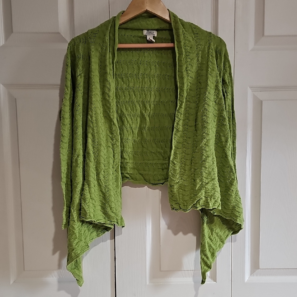 💚 Bass Green Open-Front Knit Cardigan – Size XS 💚